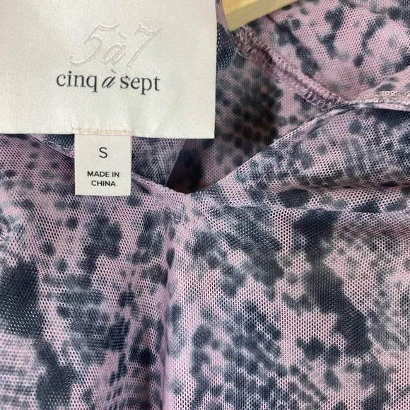 CINQ A SEPT Python Mesh Long Sleeve Turtleneck Top Small - Picture 8 of 9